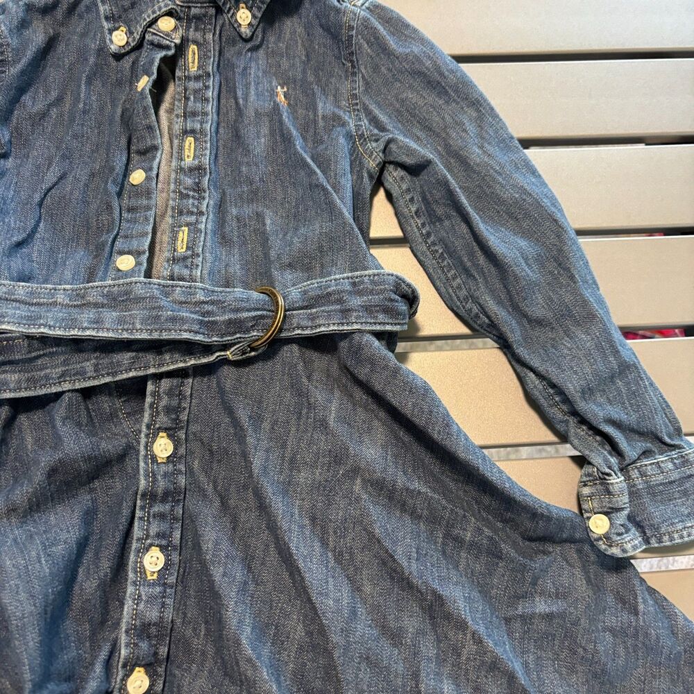 Polo Ralph Lauren Girls Shirt Dress 4 Blue Denim Belted Waist Long Sleeve Collar - Picture 4 of 7